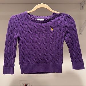 RALPH LAUREN Purple Girl Toddler Cable Knit Sweater SZ 24m